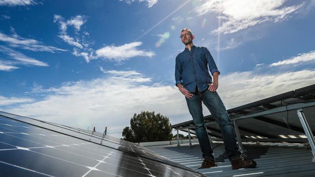 Finn Peacock, of Solar Quotes, says interest-free plans end up as ‘not being very cheap’ finance. Picture: Kelly Barnes