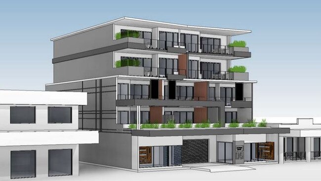 An artistic impression of what the five-storey amended project for 8 Grant St, Ballia, could look like.
