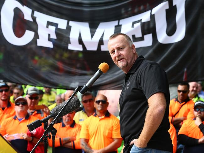 The ETU's Peter Ong, Construction unions rally to fightback against the government's industrial relations agenda, Brisbane. Photographer: Liam Kidston