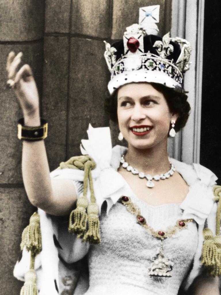 Queen Elizabeth during her coronation in 1953. Picture: The Print Collector/Getty Images.