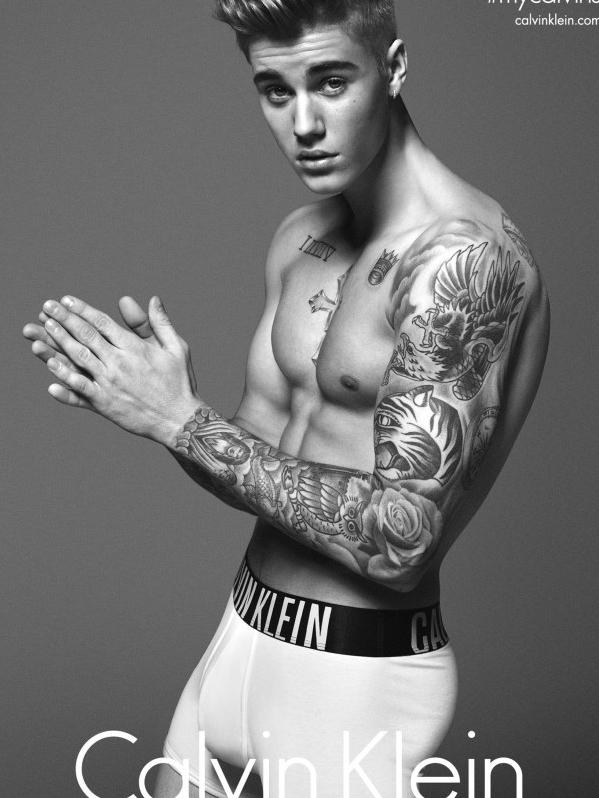 Mocked ... Justin Bieber’s Calvin Klein ads were said to be photoshopped. Picture: Splash