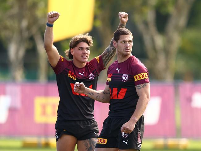 (L-R) Reece Walsh and Kalyn Ponga are lethal in attack but can they defend in the middle? Picture: Getty Images