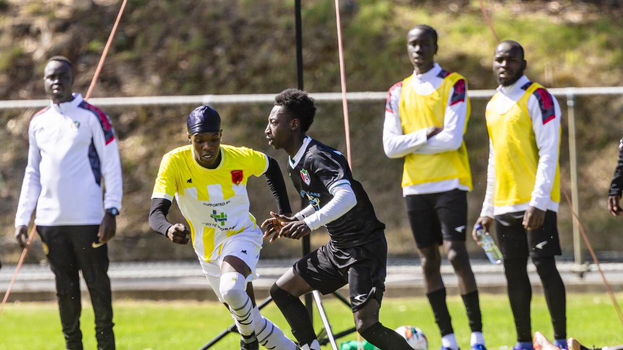 Players participating at the Multicultural Cup on Cornelian Bay sports fields. Picture: Linda Higginson