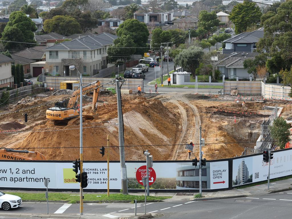 Construction has begun at the site on the Nepean Highway opposite Westfield Southland. Picture: David Caird