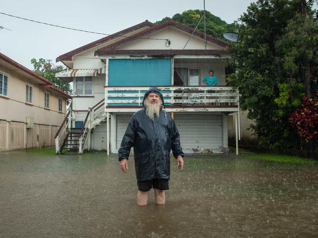 Sunshine Coast residents Alan and Sheryl Johnson have sandbagged their property as the Maroochy River rises. Picture: Brad Fleet