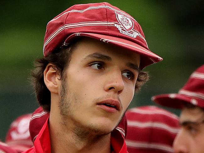 SYDNEY, AUSTRALIA - JANUARY 25: Captain of St George Sam Konstas of St George speaks at the presentation during the grand final of the AW Green Shield match between St George DCC and Northern Districts DCC at Hurstville Oval on January 27, 2022 in Hurstville, Sydney, Australia. (Photo by Jeremy Ng/Newscorp Australia)