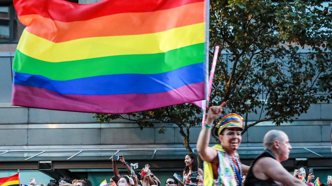 Thousands crammed Oxford street for the 2023 Sydney Gay &amp; Lesbian Mardi Gras Parade. Picture: Roni Bintang/Getty Images.