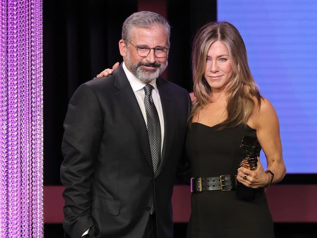 Jennifer Aniston with her Morning Wars co-star Steve Carrell. Picture: Getty Images