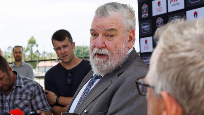 THE DAILY TELEGRAPH, DECEMBER 13, 2023Wests Tigers Media Conference with new interim chief executive, Shane Richardson, addressing the media for the first time since the board was swept out in a radical overhaul. Picture: David Swift