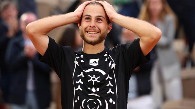 Hugo Gaston celebrates his win over Alex de Minaur Picture: Getty Images