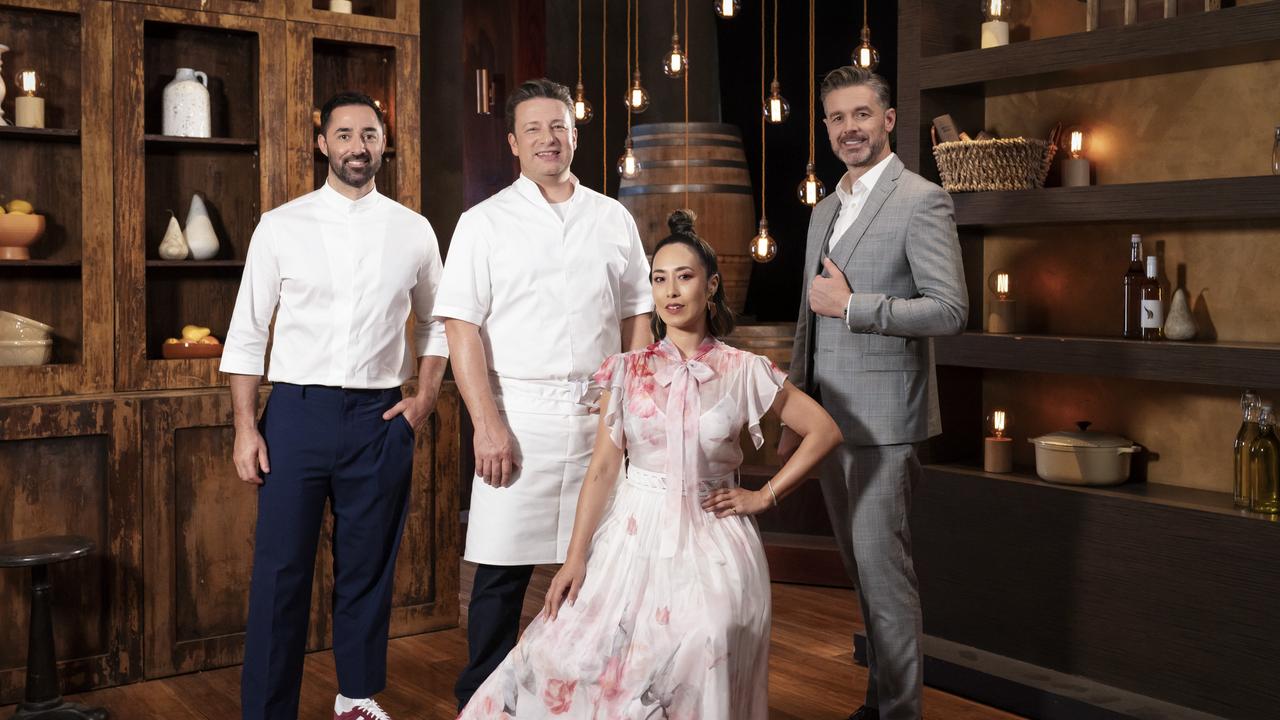 L-R: MasterChef stars Andy Allen, Jamie Oliver, Melissa Leong and Jock Zonfrillo. Picture: Supplied/Channel 10