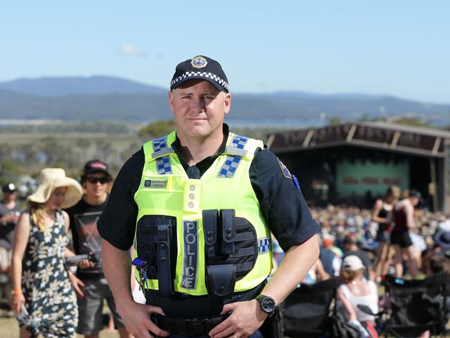 Tasmania Police Inspector Doug Rossiter urged women to remain vigilant on day three of Falls Festival, after three sexual assaults were reported. Picture: Luke Bowden