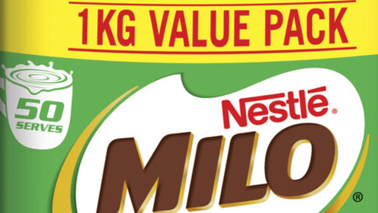 The serving recommendation on the Milo value pack has triggered Australians. Picture: Coles