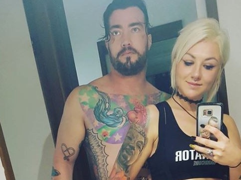 Body modifier Brendan Russell with his girlfriend who goes by the Instagram handle @bquinndoll. Picture: Instagram