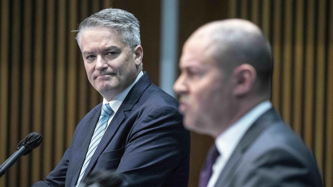 Finance Minister Mathias Cormann and Treasurer Josh Frydenberg. Picture: NCA NewsWire /Picture Gary Ramage