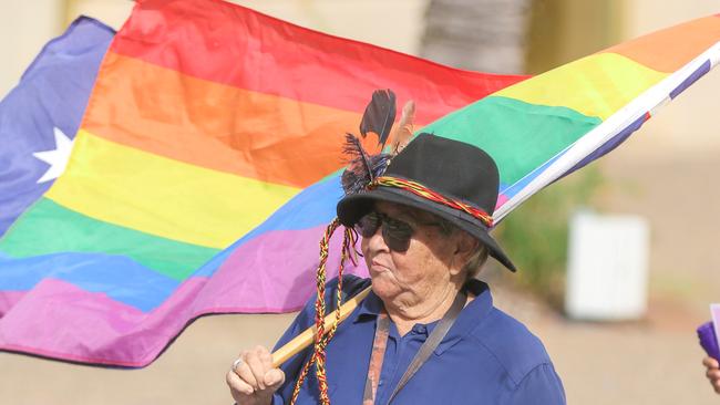 Joey Flynn during Darwin's International Womens Day March in the CBD. Picture Glenn Campbell