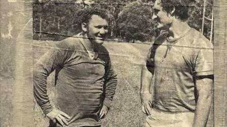 A newspaper cut out of Sid Page and Ian Massie in the early days of Maroochydore Swans. Picture: Contributed