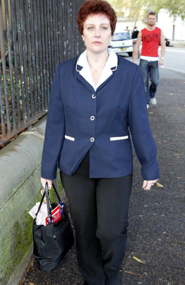 In jail Folbigg’s now greying dark hair has returned to this tight-curled style she wore during her 2003 trial. Picture: Nathan Edwards