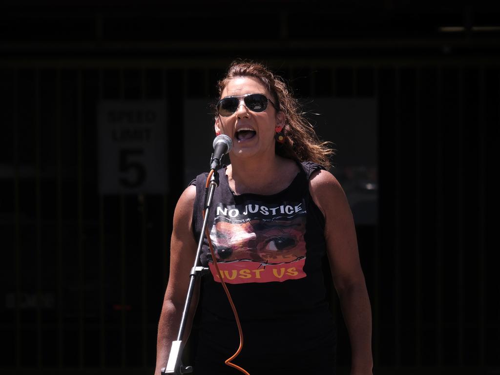 Thorpe last January 2022 during a rally outside the Park Hotel in Carlton, calling for refugees detained there to be freed. Picture: NCA NewsWire / Luis Enrique Ascui