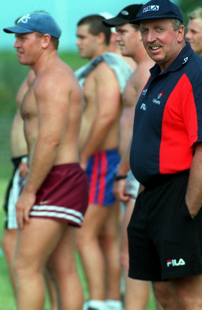 Ryan oversees a Newcastle Knights training session in 2000. Picture: Robert McKell