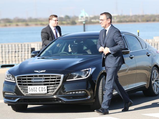 South Australian premier Steven Marshall arrives at ASC Shipbuilding ,Osborne,South Australia on 13 July 2020. Pic Tait Schmaal.