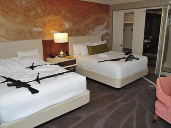 Inside the Mandalay Bay hotel room where Stephen Paddock carried out the attack. Picture: AP