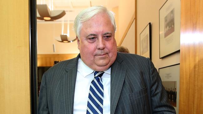 Clive Palmer holding a press conference at Parliament House in Canberra. Picture Kym Smith