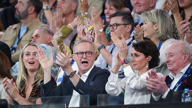 Anthony Albanese laughed his way through public humiliation at the 2024 Australian Open this week. Picture: James D. Morgan