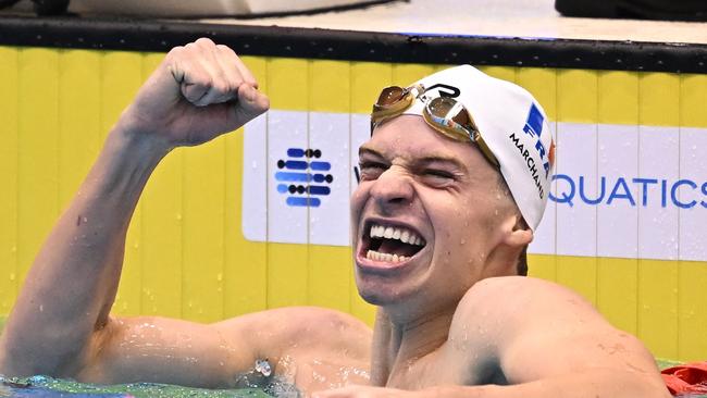 Leon Marchand was undaunted in an extraordinary performance. (Photo by Philip FONG / AFP)