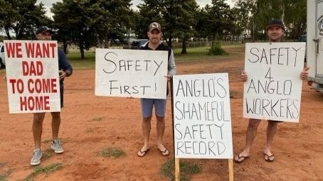 Workers protested near Anglo American's Moranbah North Mine over safety concerns on Friday June 5, 2020.