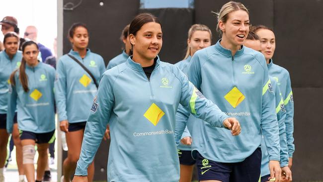 The Matildas surprised a lucky group of young kids. Picture: NCA NewsWire / Ian Currie