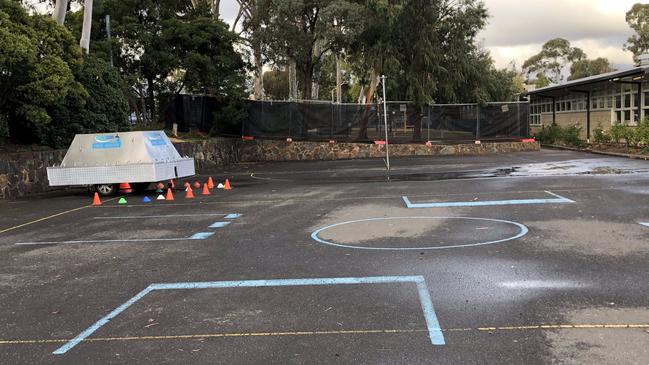 A temporary water fountain has been installed at Heathmont East Primary School after a blue water outbreak. Picture: Supplied.