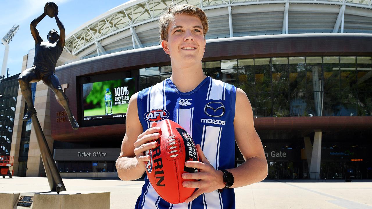 South Australian Tom Powell after being picked by the Kangaroos in the national draft. Picture: Mark Brake