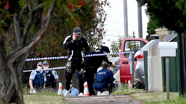 A bullet can be seen in the door panel of the Hamze’s red ute. Picture: NCA NewsWire / Jeremy Piper