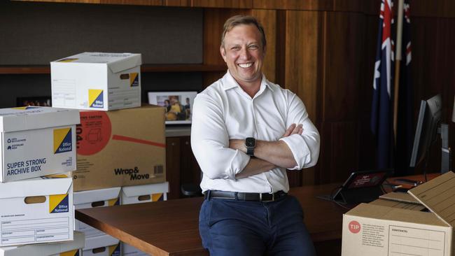 ‘I’ve only been (in here) a dozen times or so …’ New Queensland Premier Steven Miles in his new office. Picture: Glenn Hunt