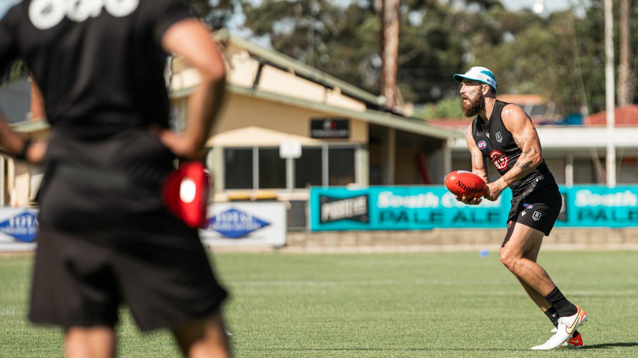 Charlie Dixon tore ligaments in his ankle at Port Adelaide training last week. Picture: PAFC