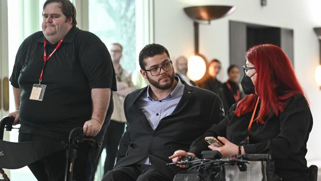 Australian Greens Senator Jordon Steele-John, centre, said the reforms betrayed the disability community. Picture: NewsWire/ Martin Ollman