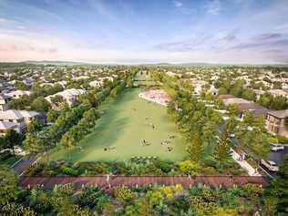 Artist impression of the linear park being developed at Harmony.