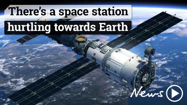 The space station hurtling towards earth