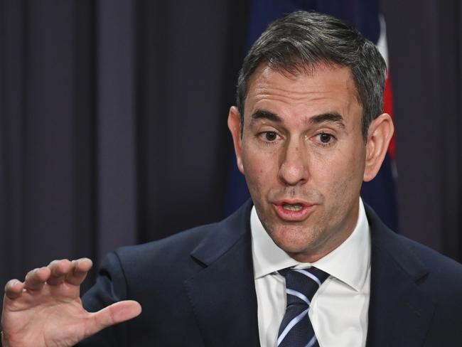 CANBERRA, Australia - NewsWire Photos - September 30, 2024: Treasurer Jim Chalmers and Finance Minister Katy Gallagher hold a press conference about the Final Budget Outcome released today at Parliament House in Canberra. Picture: NewsWire / Martin Ollman