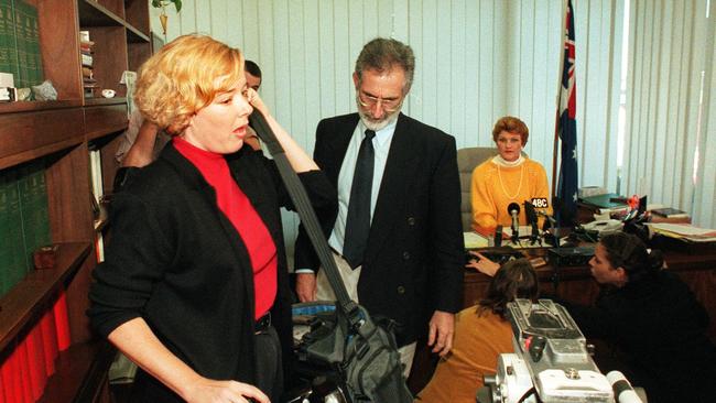 Kim McEwan-Watson (Queensland Times photographer) being removed from a One Nation press conference at Ipswich by State Director Peter James at Pauline Hanson's request. Picture: Mark Cranitch