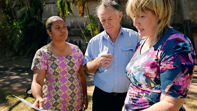 Minister for Remote Housing and Homelands Selena Uibo and Chief Minister Eva Lawler seen here with Sunbuild's Neil Sunners. Picture: File