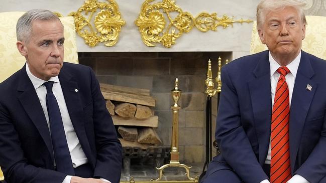 Mr Carney and Mr Trump in the Oval Office. Picture: Adrian Wyld/The Canadian Press/AP