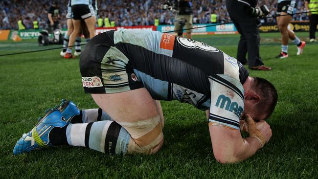 Paul Gallen celebrates after winning the 2016 NRL grand final. Picture: Brett Costello