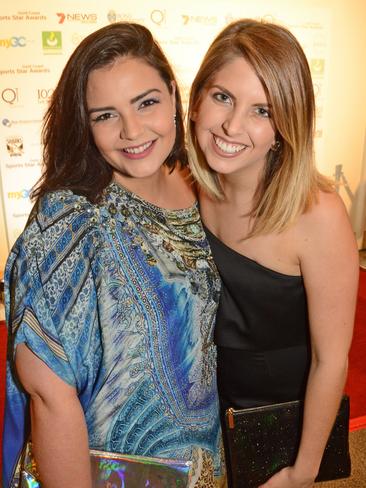 Erika Rutledge and Lana Sciasci at Gold Coast Sports Awards dinner at QT Resort, Surfers Paradise. Picture: Regina King