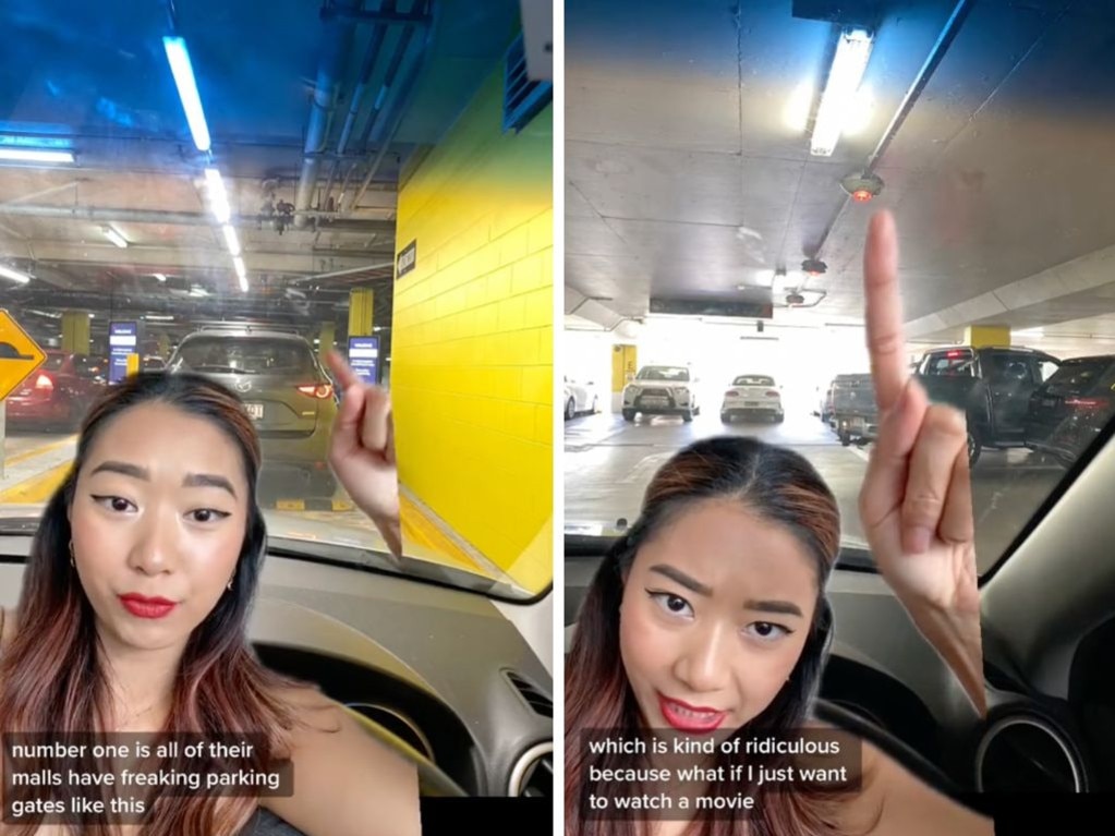 Ms Chuang was unimpressed by Aussie parking fees, but she loved the lights to indicate which spots are available. Picture: TikTok