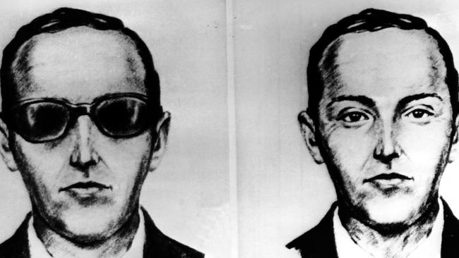 This undated artist sketch shows D.B. Cooper from recollections of passengers and crew aboard a Northwest Airlines jet hijacked in 1971. Picture: AP