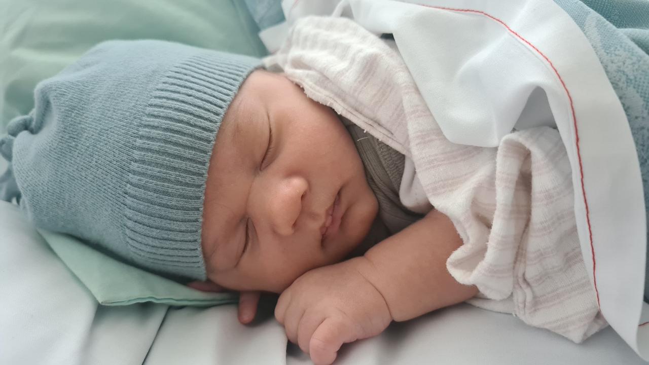 Riley Percy Wiremu Korn was born on December 21, 2021, at Mater Mothers Hospital, the 12,000th baby delivered in the hospital network. He is a son to parents Te Rina and Jayden Korn, and weighed 3580g, and is a little brother to sister Amelia. Picture: Te Rina DMBD21