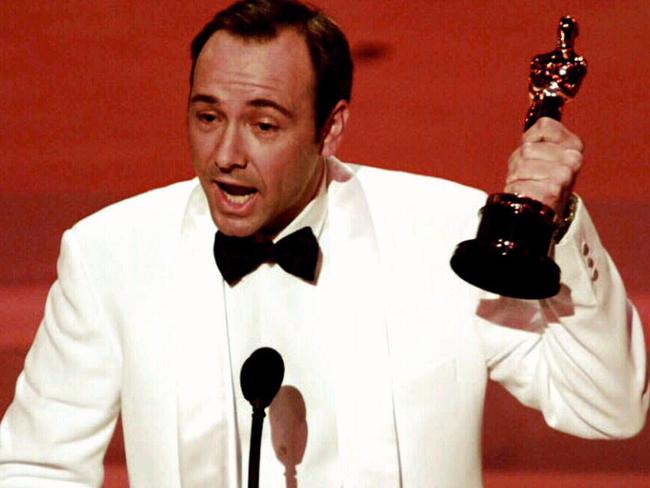 Kevin Spacey wins the Best Supporting Actor Oscar for his role in film The Usual Suspects at the 68th Academy Awards in 1996.