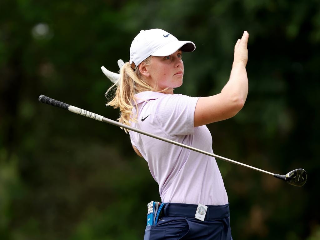 Maja Stark of Sweden reacts after her shot during the second round of The Chevron Championship in Texas. Picture: Gregory Shamus/Getty Images